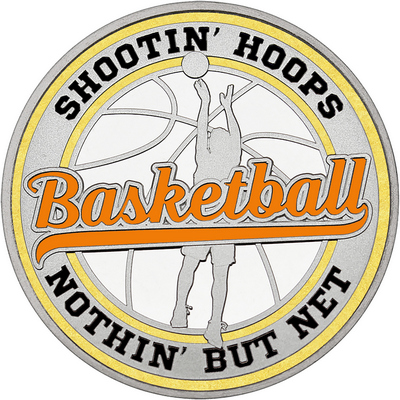 Orange "Basketball" with Gold Outer Circular Borders